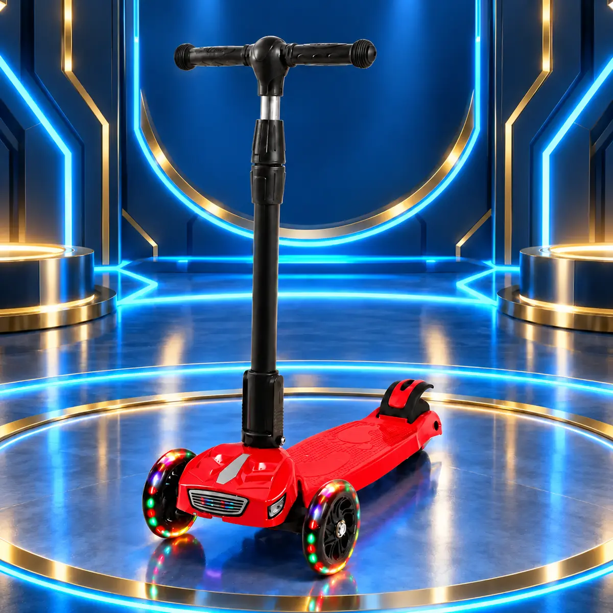 Red FlashRider X3 Premium LED Kids Scooter fully displayed