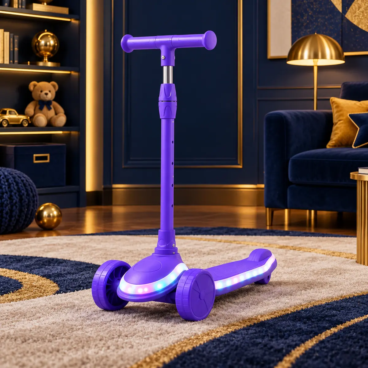 Purple GlowRide X1 LED Kids Scooter fully displayed